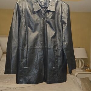 Style & Co. Women's Black Leather Jacket Size 16W Plus Size Very Soft and Classy